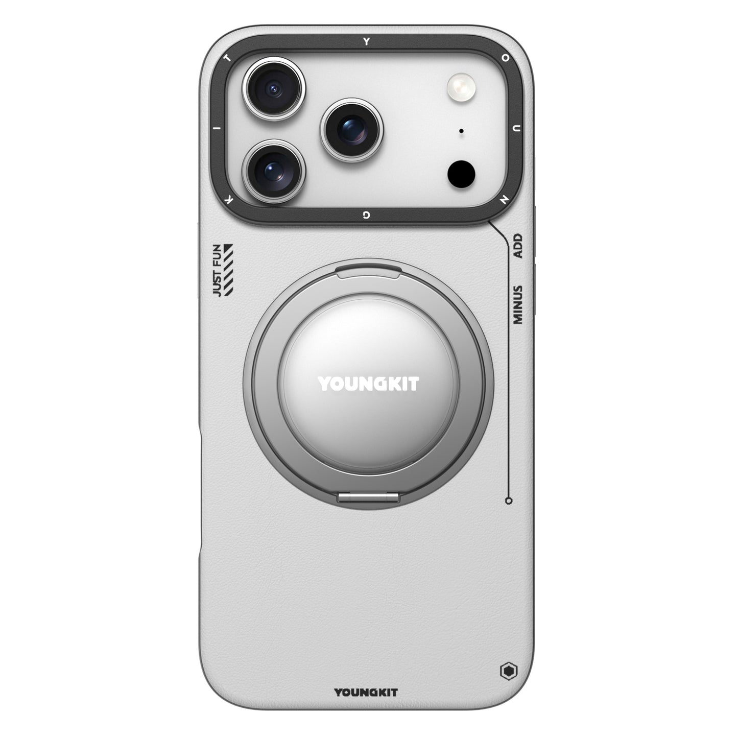 Tech Leather Con Soporte Magnetico de 360° Plateado | Case iPhone 17 Pro Max | Youngkit