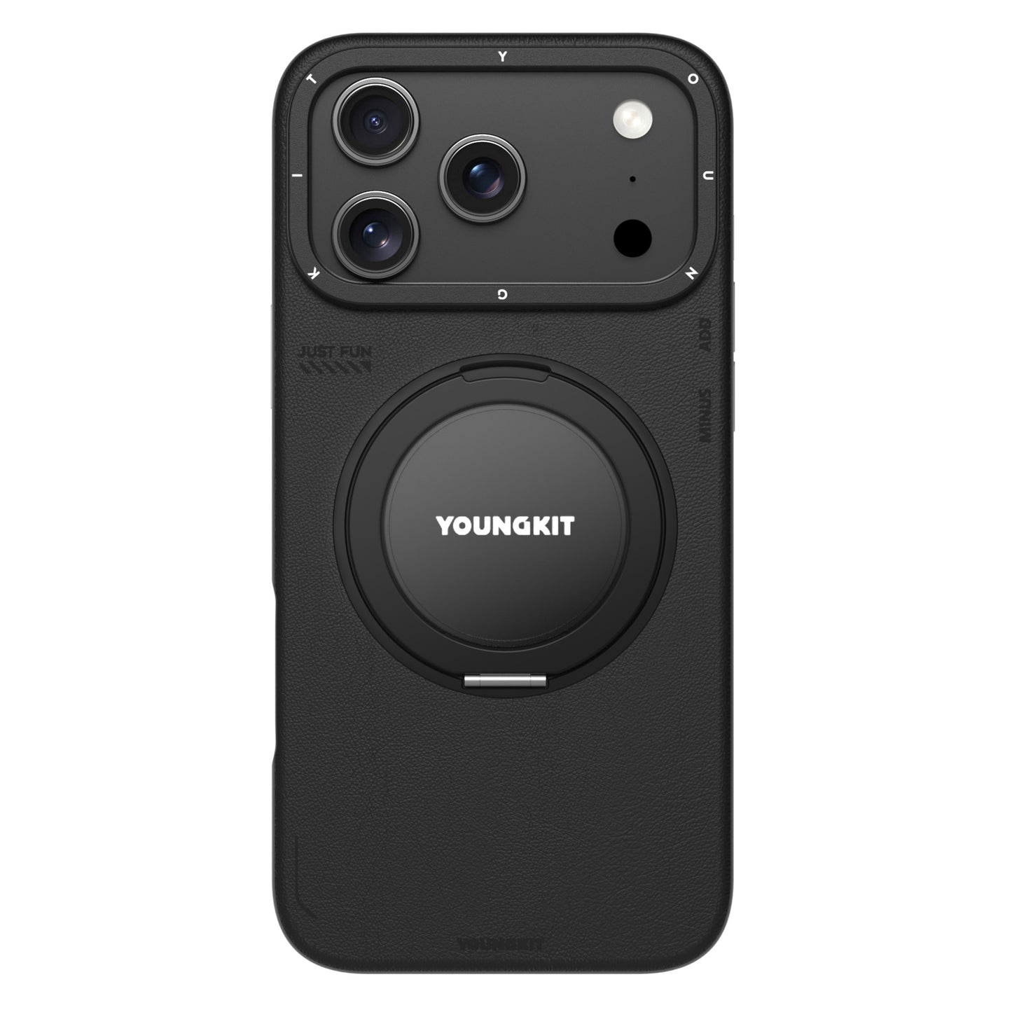 Tech Leather Negro Con Soporte Magnetico de 360° | Case iPhone 17 Pro Max | Youngkit