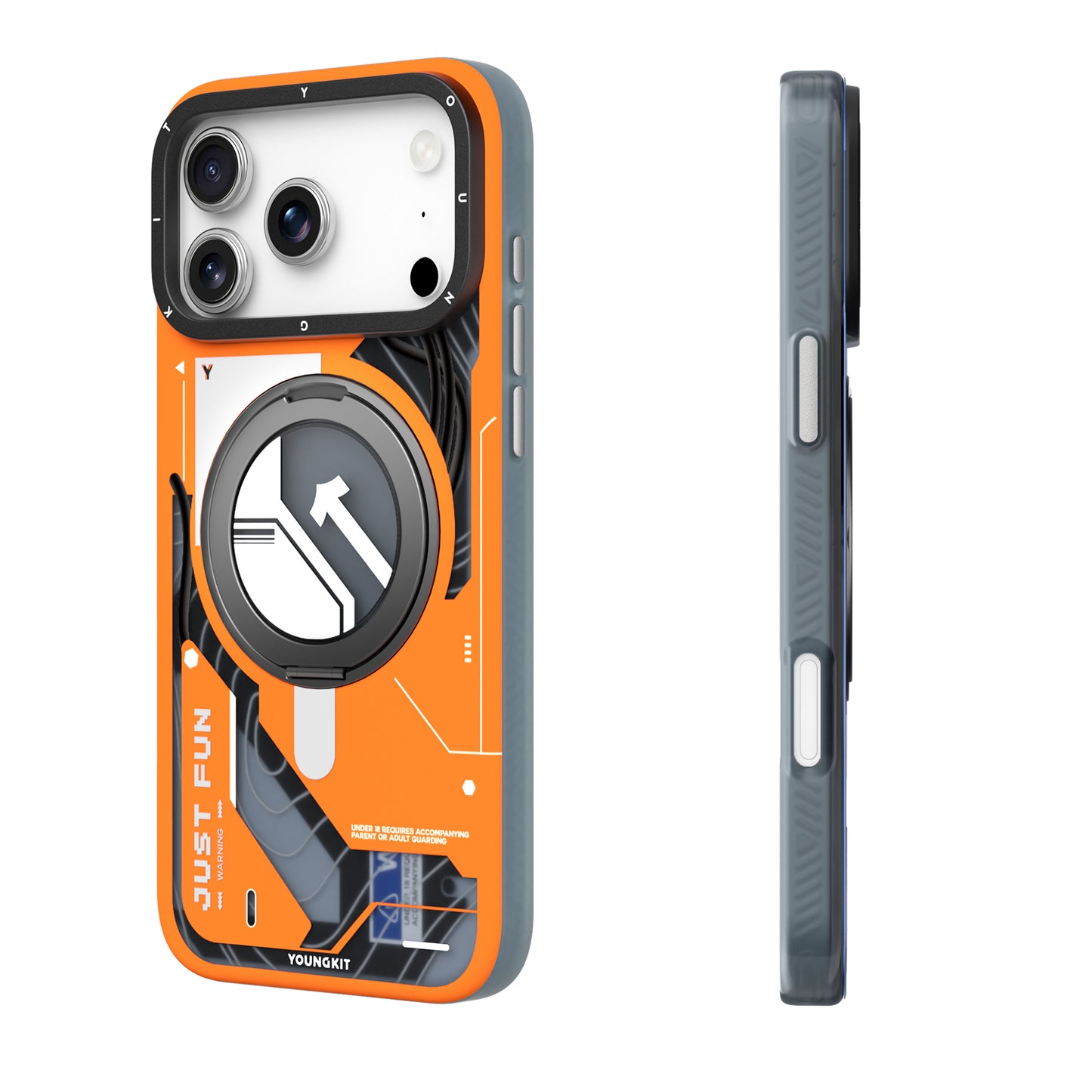 Cyberpunk Case con Soporte Magnético de 360° Naranja | Case iPhone 17 Pro Max | Youngkit