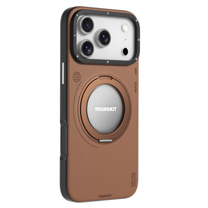Tech Leather Cafe Con Soporte Magnetico de 360° | Case iPhone 17 Pro Max | Youngkit