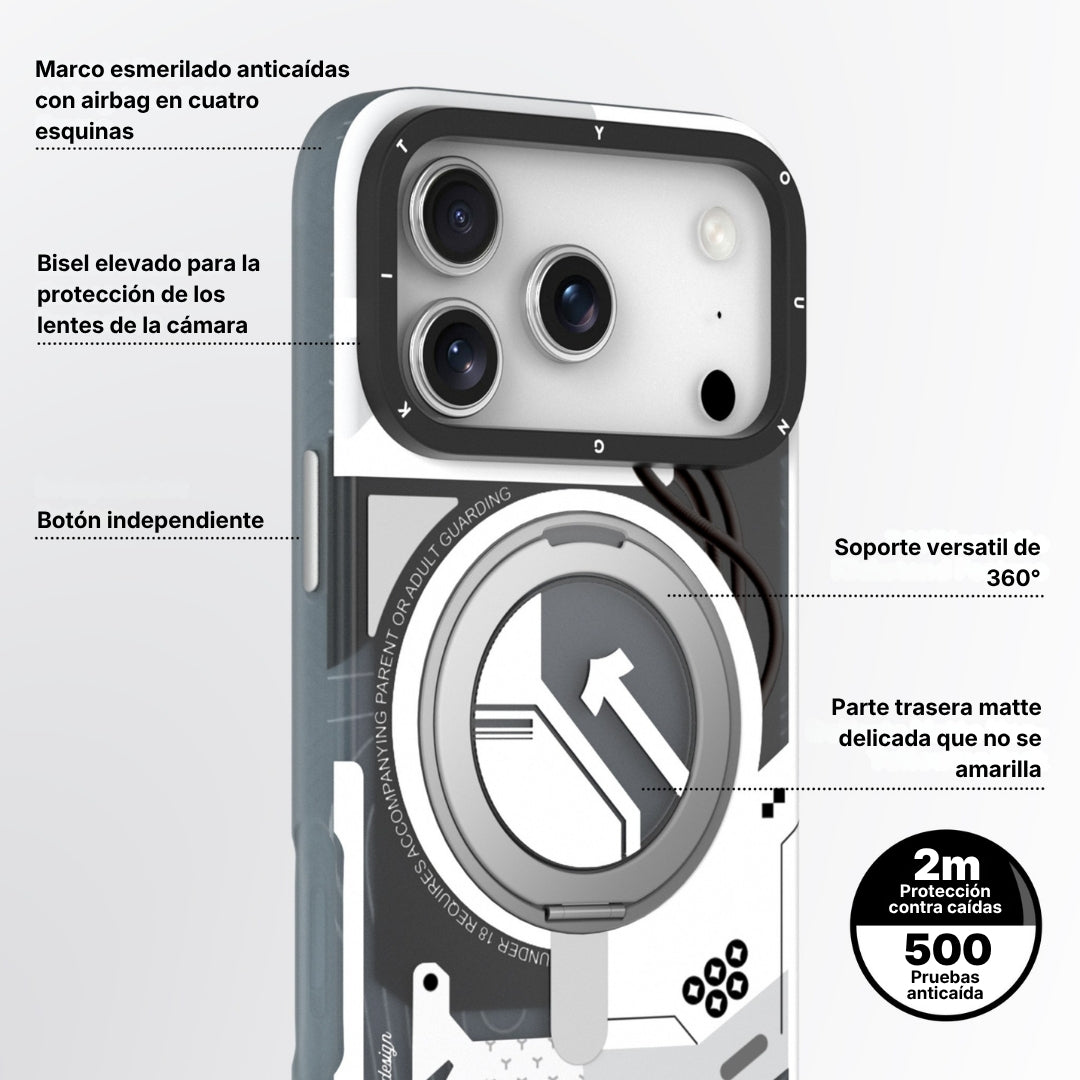 Cyberpunk Case con Soporte Magnético de 360° Blanco | Case iPhone 17 Pro Max | Youngkit