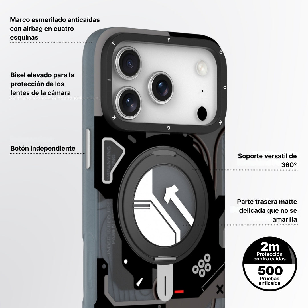 Cyberpunk Case con Soporte Magnético de 360° Negro | Case iPhone 17 Pro Max | Youngkit