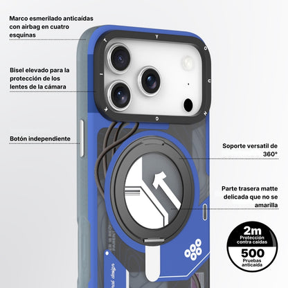Cyberpunk Case con Soporte Magnético de 360° Azul | Case iPhone 17 Pro Max | Youngkit