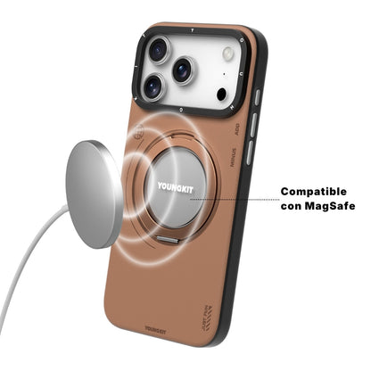 Tech Leather Negro Con Soporte Magnetico de 360° | Case iPhone 17 Pro Max | Youngkit