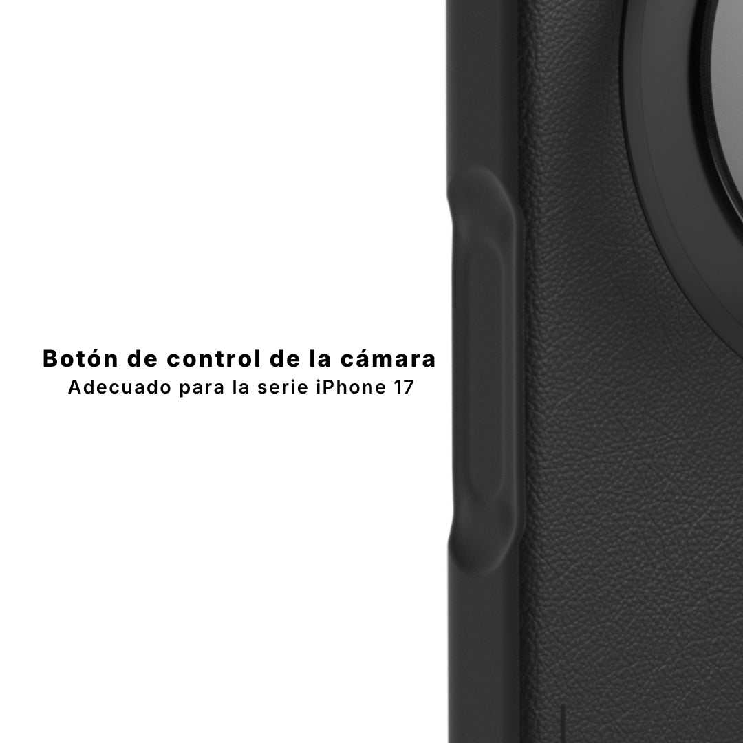 Tech Leather Negro Con Soporte Magnetico de 360° | Case iPhone 17 Pro Max | Youngkit